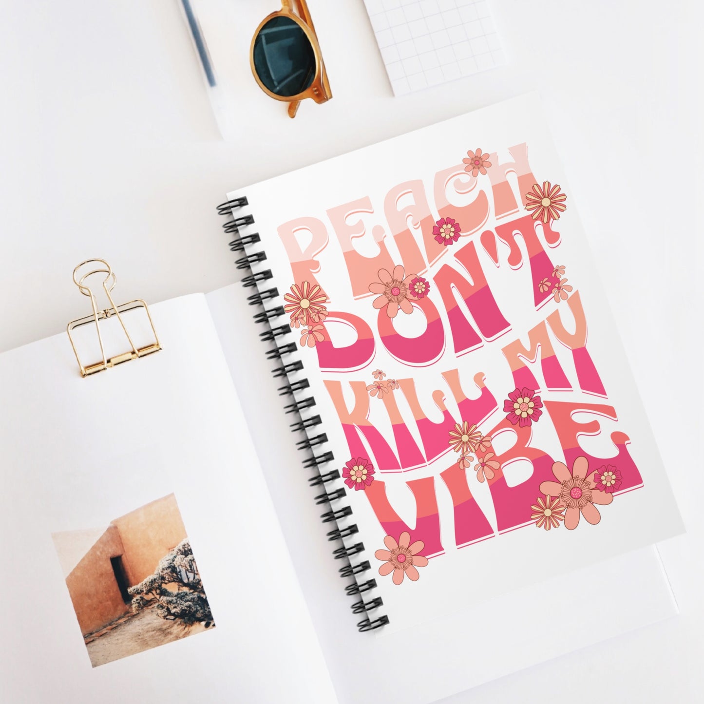 Peach Don't Kill My Vibe Spiral Notebook - Ruled Line