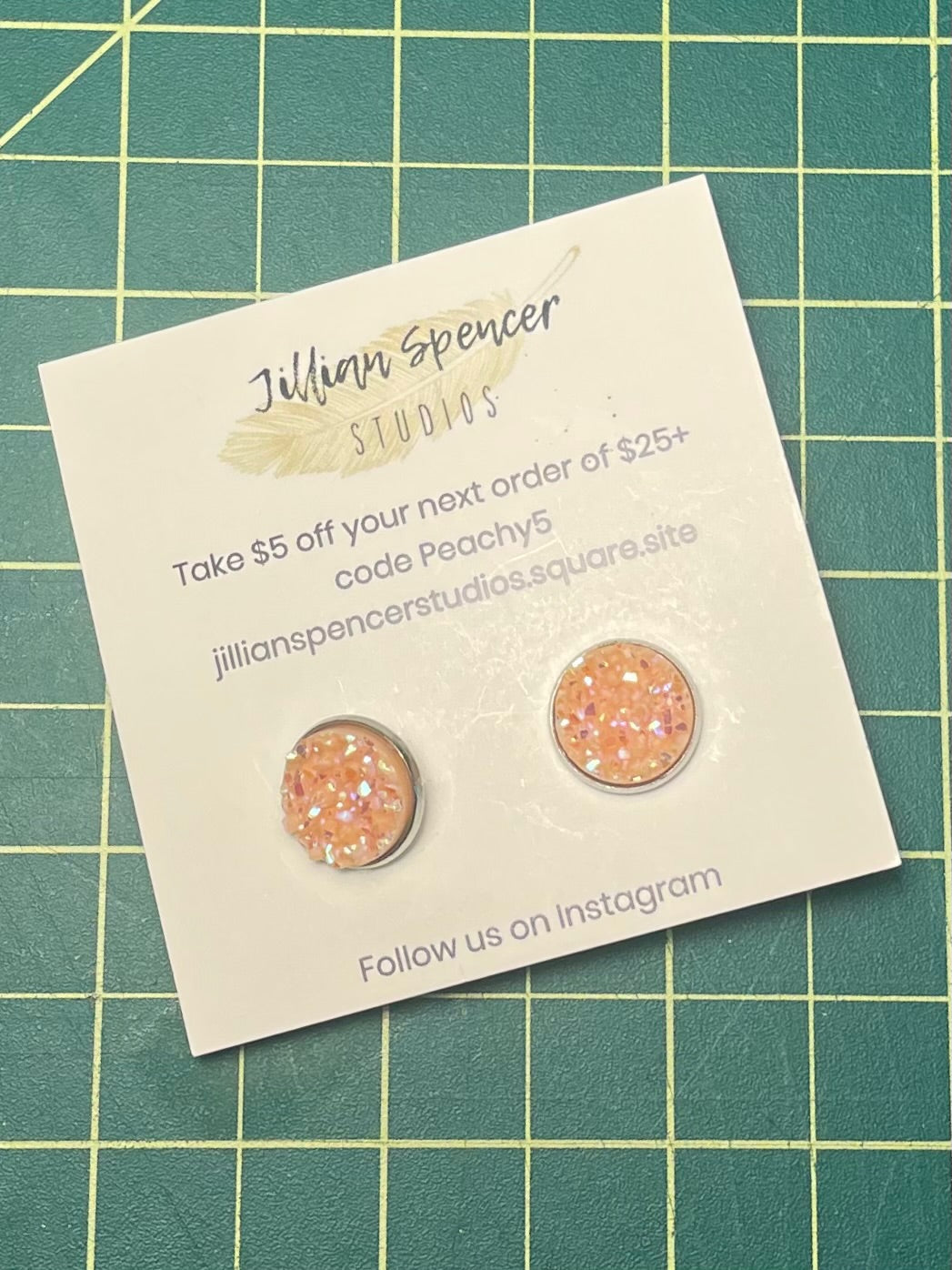 Pink Geode Stud Earrings - Jillian Spencer Studios