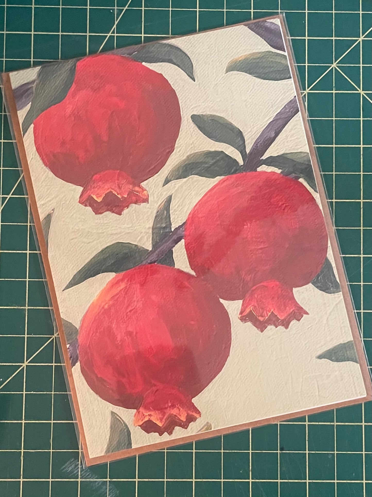 Pomegranate Print Greeting Card - Evelyn Gold